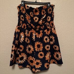 SHEIN Navy and Orange Floral Romper